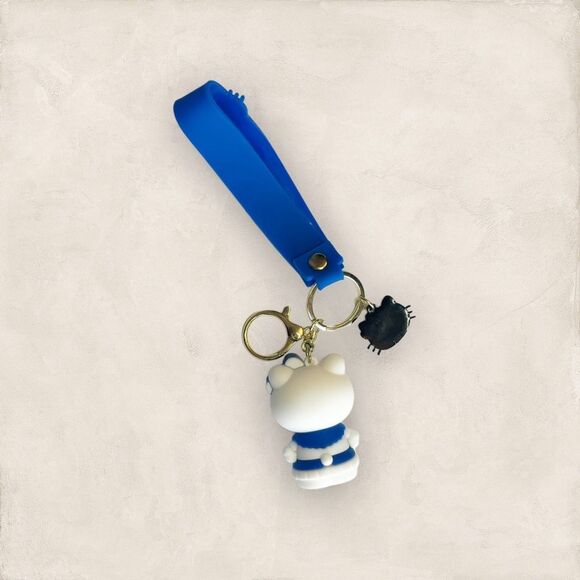 Sanrio Hello Kitty Blue & White Keychain Bag Accessory Wristlet - Picture 2 of 2